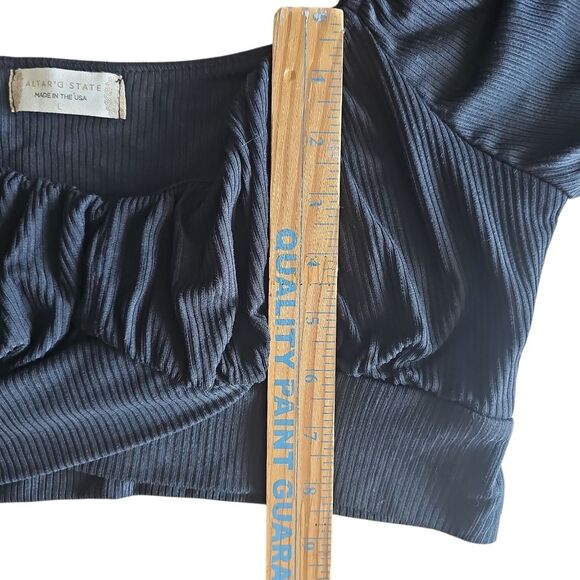 Altar’d State Black Crop Top Sz L NWT Off Shoulder Puff Sleeve Cottagecore Boho - Picture 15 of 16